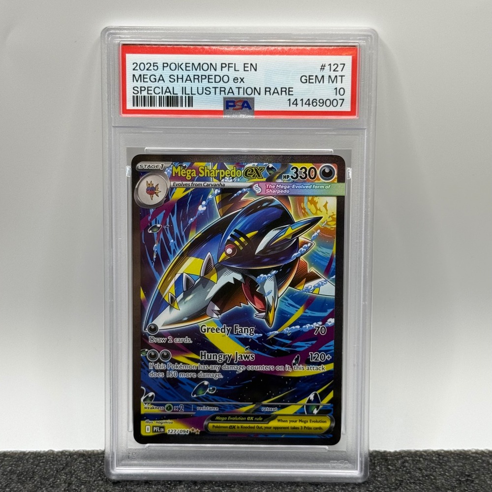 PSA 10 Mega Sharpedo ex Special Illustration Rare 127/094 2025 Pokemon PFL EN